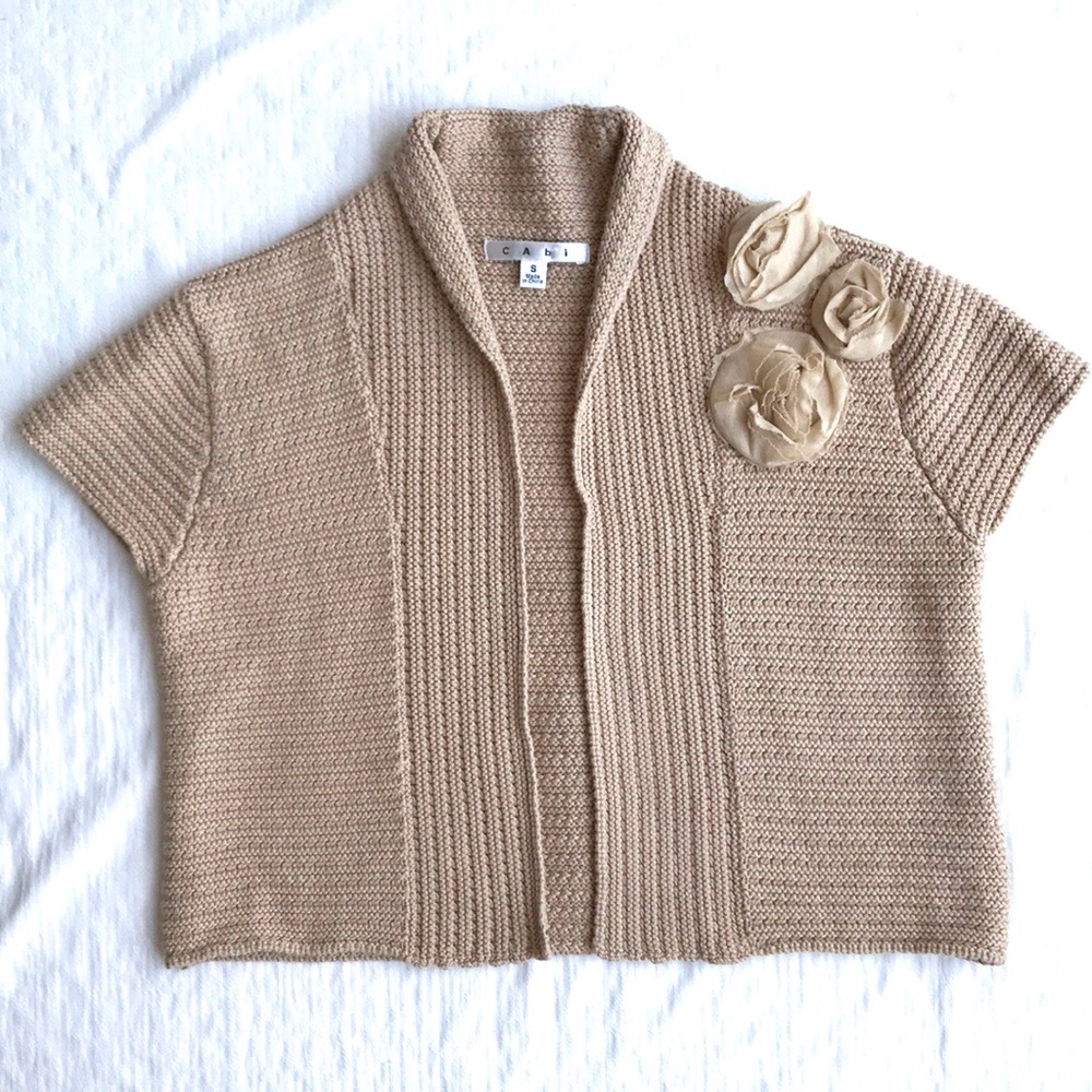 CAbi rosette cotton knit shrug